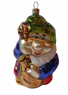 SKLENENÉ VIANOČNÉ GULE Gnome s okuliarmi, 11 cm